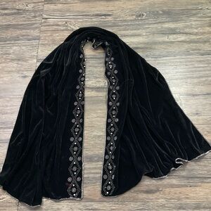Vintage Jessica McClintock Velvet Pearl Metallic Blanket Scarf